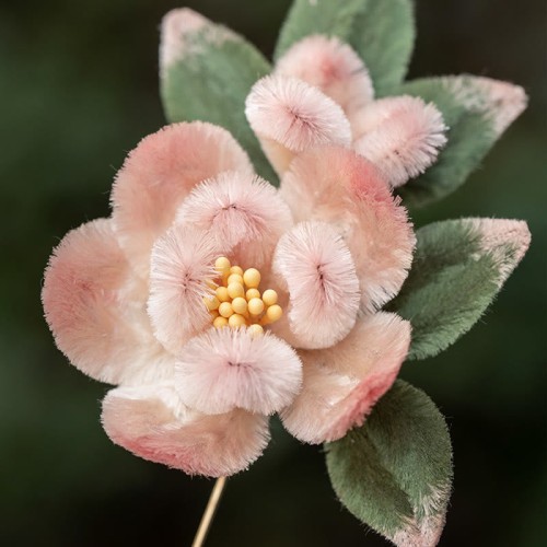 Handmade Yangzhou Velvet Mulberry Silk Peach Blossom Brooch