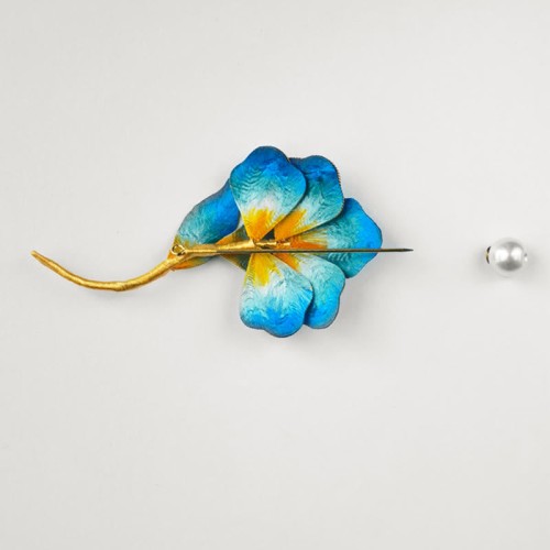 Handmade Velvet Mulberry Silk Blue Flower Brooch Handmade Velvet Mulberry Silk Blue Flower Brooch
