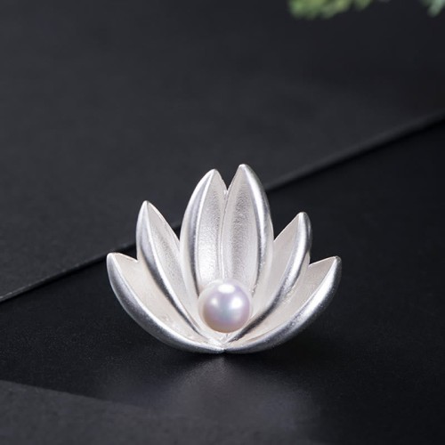 925 Sterling Silver Lotus Pearl New Beginning Brooch 925 Sterling Silver Lotus Pearl New Beginning Brooch