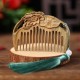Green Sandalwood Fox Peony Lotus Engraved Comb