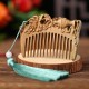 Green Sandalwood Fox Peony Lotus Engraved Comb