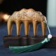 Green Sandalwood Plum Blossom Koi Fish Engraved Comb Green Sandalwood Plum Blossom Koi Fish Engraved Comb