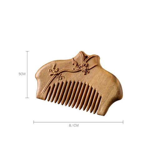 Green Sandalwood Flower Engraved Soothing Comb Green Sandalwood Flower Engraved Soothing Comb