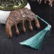 Green Sandalwood Plum Blossom Koi Fish Engraved Comb Green Sandalwood Plum Blossom Koi Fish Engraved Comb
