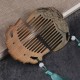 Green Sandalwood Fox Peony Lotus Engraved Comb