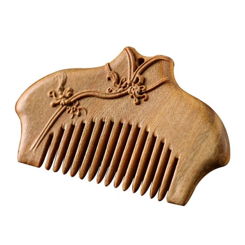 Green Sandalwood Flower Engraved Soothing Comb Green Sandalwood Flower Engraved Soothing Comb