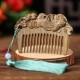 Green Sandalwood Fox Peony Lotus Engraved Comb