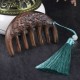 Green Sandalwood Plum Blossom Koi Fish Engraved Comb Green Sandalwood Plum Blossom Koi Fish Engraved Comb