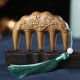 Green Sandalwood Plum Blossom Koi Fish Engraved Comb Green Sandalwood Plum Blossom Koi Fish Engraved Comb