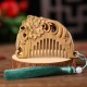 Green Sandalwood Fox Peony Lotus Engraved Comb