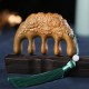 Green Sandalwood Plum Blossom Koi Fish Engraved Comb Green Sandalwood Plum Blossom Koi Fish Engraved Comb