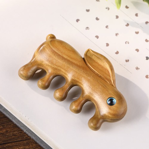 Small Leaf Sandalwood Bunny Relaxation Comb Small Leaf Sandalwood Bunny Relaxation Comb