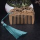 Green Sandalwood Fox Peony Lotus Engraved Comb