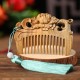Green Sandalwood Fox Peony Lotus Engraved Comb