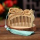 Green Sandalwood Fox Peony Lotus Engraved Comb