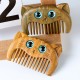 Simple Cat Pattern Green Sandalwood Portable Comb Simple Cat Pattern Green Sandalwood Portable Comb