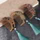 Green Sandalwood Fox Peony Lotus Engraved Comb