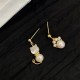 Cat Paw Pearl Wisdom Stud Earrings Cat Paw Pearl Wisdom Stud Earrings