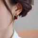 925 Sterling Silver Gold-Filled Cinnabar Zircon Calm Earrings 925 Sterling Silver Gold-Filled Cinnabar Zircon Calm Earrings