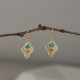 Copper Enamel Turquoise Positive Drop Earrings