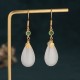 FengShui White Jade Luck Drop Earrings FengShui White Jade Luck Drop Earrings