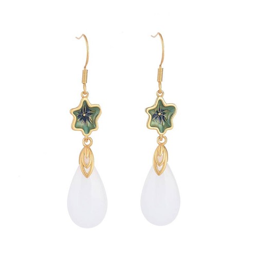 FengShui White Jade Luck Drop Earrings FengShui White Jade Luck Drop Earrings