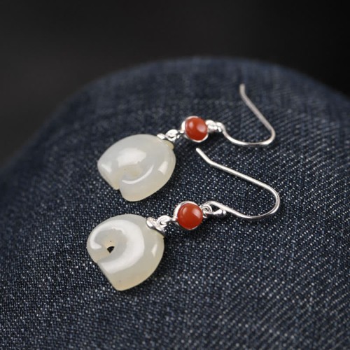 925 Sterling Silver Elephant Hetian Jade Abundance Jewelry Set 925 Sterling Silver Elephant Hetian Jade Abundance Jewelry Set