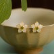 925 Sterling Silver Hetian Jade Luck Flower Stud Earrings 925 Sterling Silver Hetian Jade Luck Flower Stud Earrings