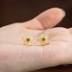 925 Sterling Silver Hetian Jade Luck Flower Stud Earrings 925 Sterling Silver Hetian Jade Luck Flower Stud Earrings