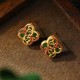 925 Sterling Silver Jade Four Leaf Clover Luck Earrings 925 Sterling Silver Jade Four Leaf Clover Luck Earrings