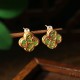 925 Sterling Silver Jade Four Leaf Clover Luck Earrings 925 Sterling Silver Jade Four Leaf Clover Luck Earrings