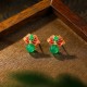 925 Sterling Silver Green Chalcedony Good Luck Lotus Stud Earrings 925 Sterling Silver Green Chalcedony Good Luck Lotus Stud Earrings