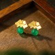 925 Sterling Silver Green Chalcedony Good Luck Lotus Stud Earrings 925 Sterling Silver Green Chalcedony Good Luck Lotus Stud Earrings