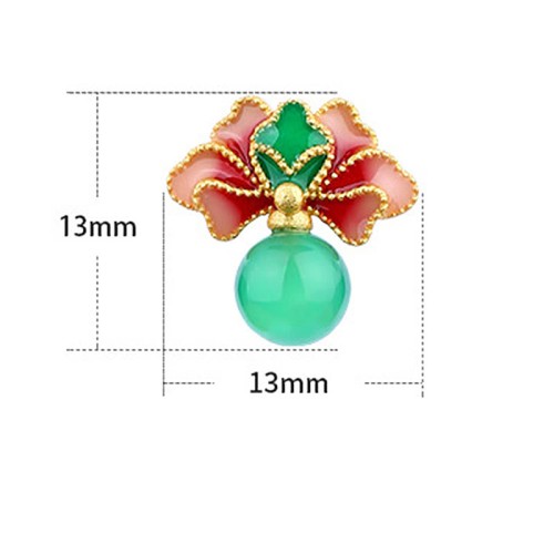 925 Sterling Silver Green Chalcedony Good Luck Lotus Stud Earrings 925 Sterling Silver Green Chalcedony Good Luck Lotus Stud Earrings