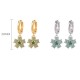 925 Sterling Silver Plated Gold Green Jade Flower Earrings 925 Sterling Silver Plated Gold Green Jade Flower Earrings