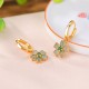 925 Sterling Silver Plated Gold Green Jade Flower Earrings 925 Sterling Silver Plated Gold Green Jade Flower Earrings