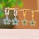 925 Sterling Silver Plated Gold Green Jade Flower Earrings 925 Sterling Silver Plated Gold Green Jade Flower Earrings
