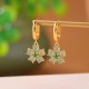 925 Sterling Silver Plated Gold Green Jade Flower Earrings 925 Sterling Silver Plated Gold Green Jade Flower Earrings