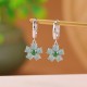 925 Sterling Silver Plated Gold Green Jade Flower Earrings 925 Sterling Silver Plated Gold Green Jade Flower Earrings