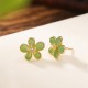 925 Sterling Silver Hetian Jade Abundance Luck Earrings