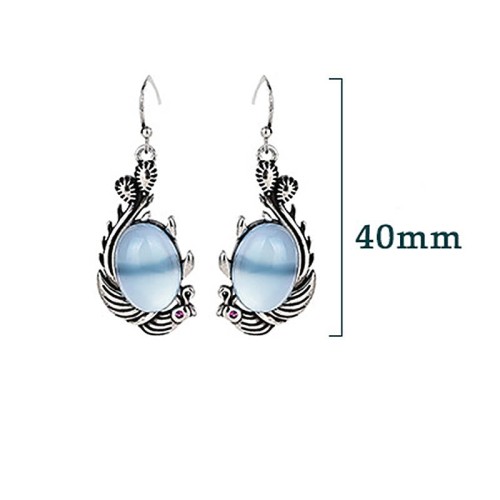 925 Sterling Silver Blue Chalcedony Koi Fish Vitality Earrings 925 Sterling Silver Blue Chalcedony Koi Fish Vitality Earrings