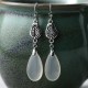 925 Sterling Silver Chalcedony Fu Character Positive Earrings 925 Sterling Silver Chalcedony Fu Character Positive Earrings