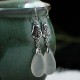 925 Sterling Silver Chalcedony Fu Character Positive Earrings 925 Sterling Silver Chalcedony Fu Character Positive Earrings