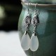 925 Sterling Silver Chalcedony Fu Character Positive Earrings 925 Sterling Silver Chalcedony Fu Character Positive Earrings