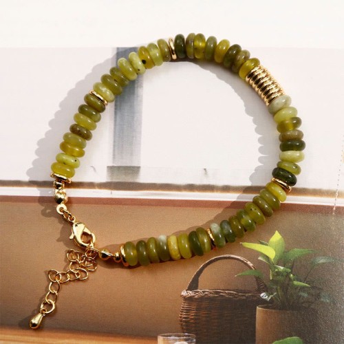 Gilded Cyan Jade Success Healing Bracelet Gilded Cyan Jade Success Healing Bracelet