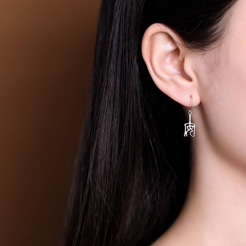 925 Sterling Silver Chinese 'Ping An' 'Xi Le' Protection Earrings 925 Sterling Silver Chinese 'Ping An' 'Xi Le' Protection Earrings