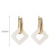 925 Sterling Silver Hetian Jade Geometric Square Earrings 925 Sterling Silver Hetian Jade Geometric Square Earrings