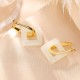 925 Sterling Silver Hetian Jade Geometric Square Earrings 925 Sterling Silver Hetian Jade Geometric Square Earrings