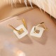 925 Sterling Silver Hetian Jade Geometric Square Earrings 925 Sterling Silver Hetian Jade Geometric Square Earrings