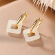 925 Sterling Silver Hetian Jade Geometric Square Earrings 925 Sterling Silver Hetian Jade Geometric Square Earrings